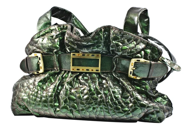 Green leather handbag — Stock Photo, Image