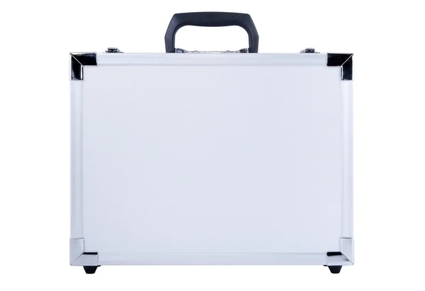 Серый металлический чемодан — стоковое фото