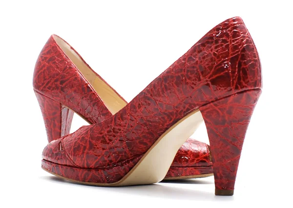 Par de sapatos de mulher na moda vermelha — Fotografia de Stock
