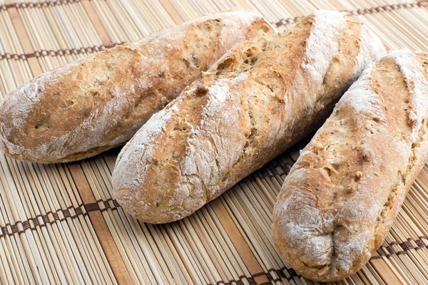 stock image Three fresh bread baguettes