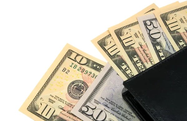 Brieftasche mit Dollars auf weiß — Stockfoto