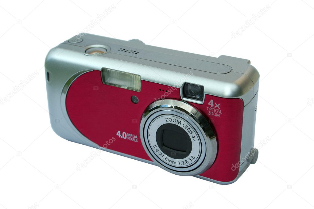 Compact camera on white background with clipping