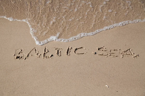 Baltic sea inscription on the coast of sea — Stock Photo, Image
