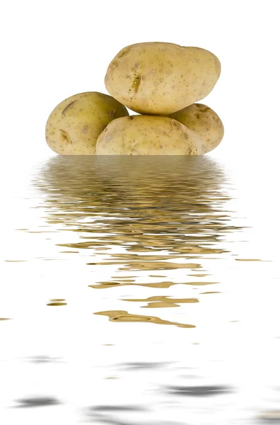 Unga potatis i vatten — Stockfoto