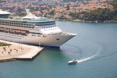 Large vessel in Dubrovnik harbour clipart