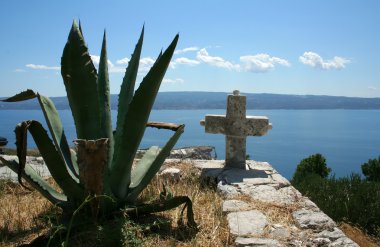 Old cross in cemetery clipart