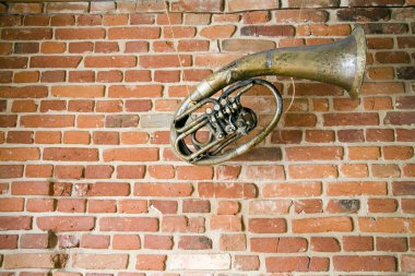 Old music instrument on the wall clipart