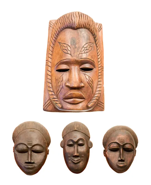 Cztery maski afrykańskie — Zdjęcie stockowe
