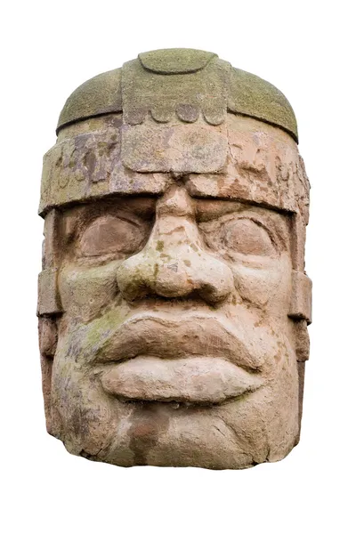 Antigua cabeza olmeca — Foto de Stock