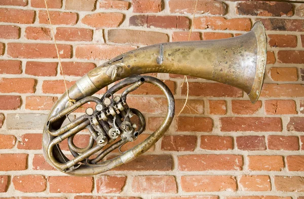 Duvardaki eski müzik enstrümanı — Stok fotoğraf
