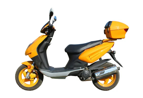 Gele scooter witn clipping pad — Stockfoto