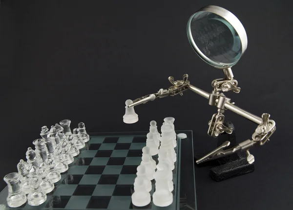 Glass chess - let's play — Stock Photo, Image