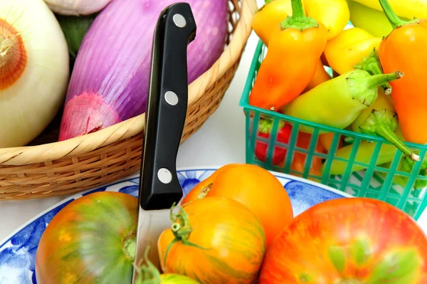 Tomates e legumes da relíquia — Fotografia de Stock