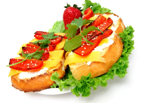 Cheese And Red Pepper Sandwich — Stock Photo, Image
