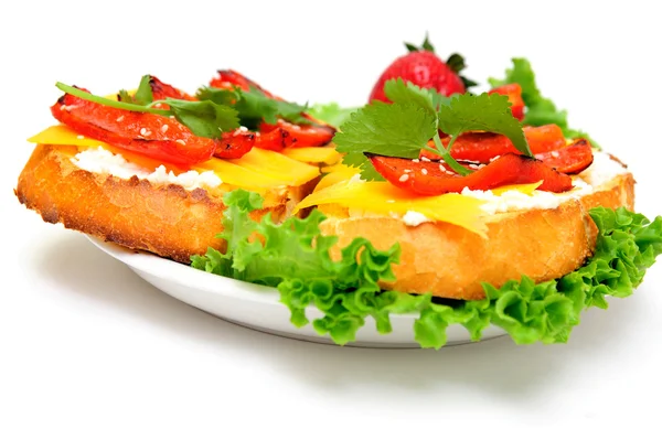 Peynir ve biber sandviç — Stok fotoğraf