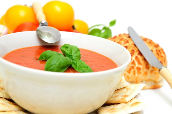 バジルとトマトスープ — ストック写真