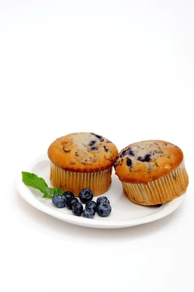 Dva muffiny na talířek — Stock fotografie