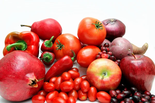 Червоні фрукти та овочі — стокове фото
