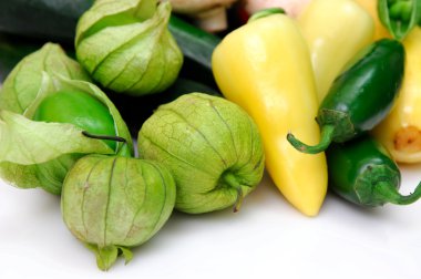 Tomatillo And Chili Peppers clipart