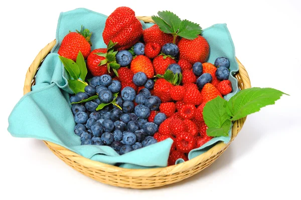 Blueberries Strawberries Raspberries — Stock Photo, Image