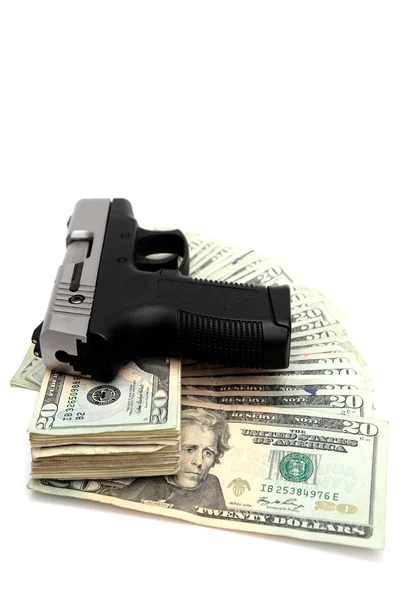 Pistol dan uang — Stok Foto
