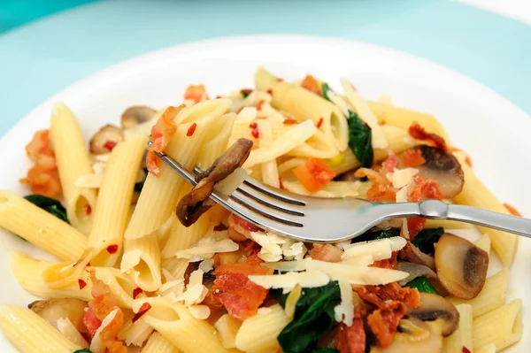 Penne Pasta On A Fork — Stock Photo, Image
