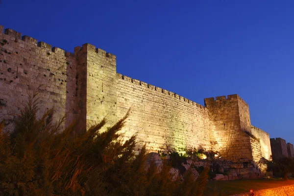 O muro da cidade velha de Jerusalém — Fotografia de Stock