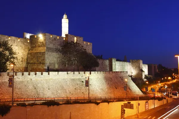 예루살렘의 오래 된 도시 벽 스톡 이미지