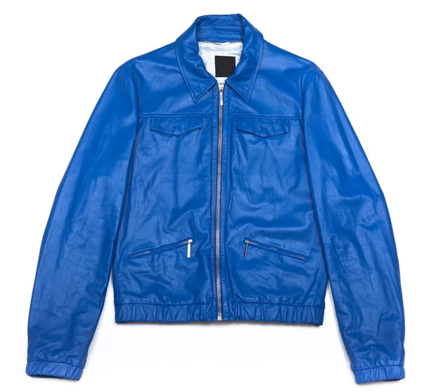 stock image Blue leather jacket with zipper