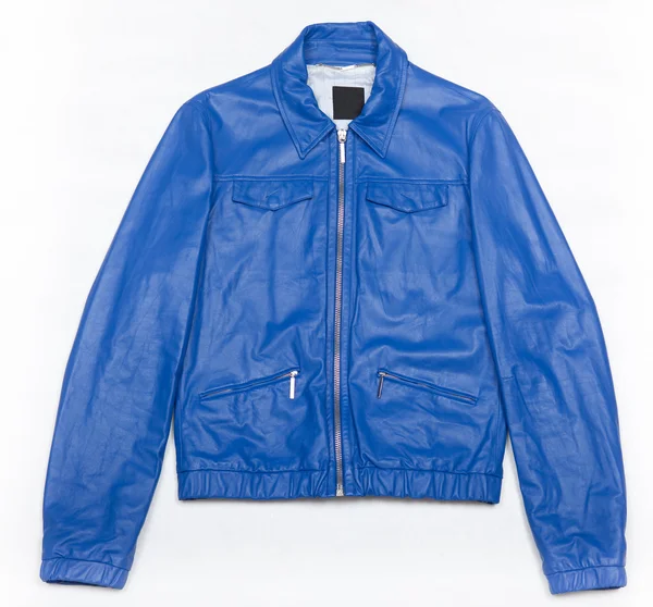 Blue leather jacket with zipper — Stock Photo, Image