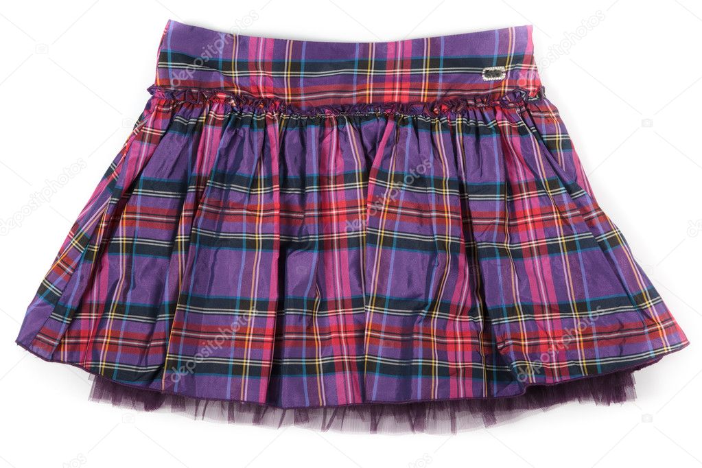 Rumpled checkered short skirt