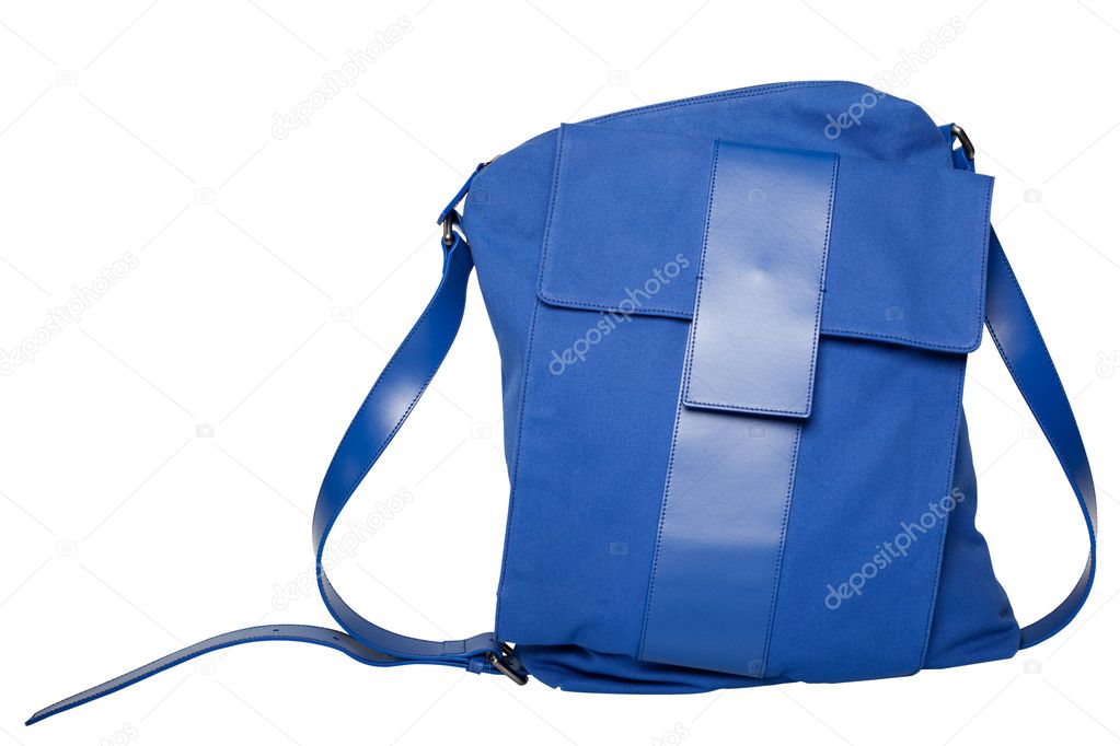 Blue ladies bag made of cloth.