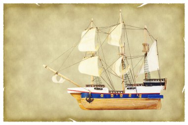 Ship on old paper clipart