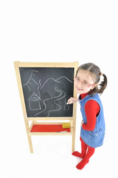 Little girl and blackboard — Stock Photo, Image