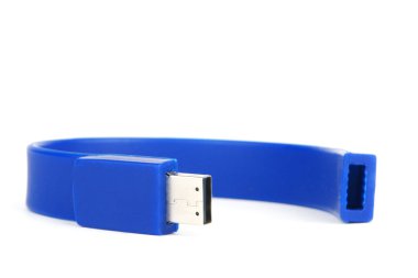 Blue flash drive on a white clipart