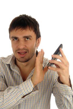 Man phone emotion unpleasant clipart