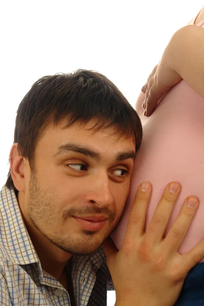 Retrato de homem com mulher pegnante — Fotografia de Stock