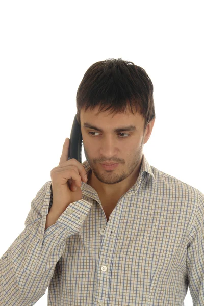 Telefon beszélő fiatalember — Stock Fotó