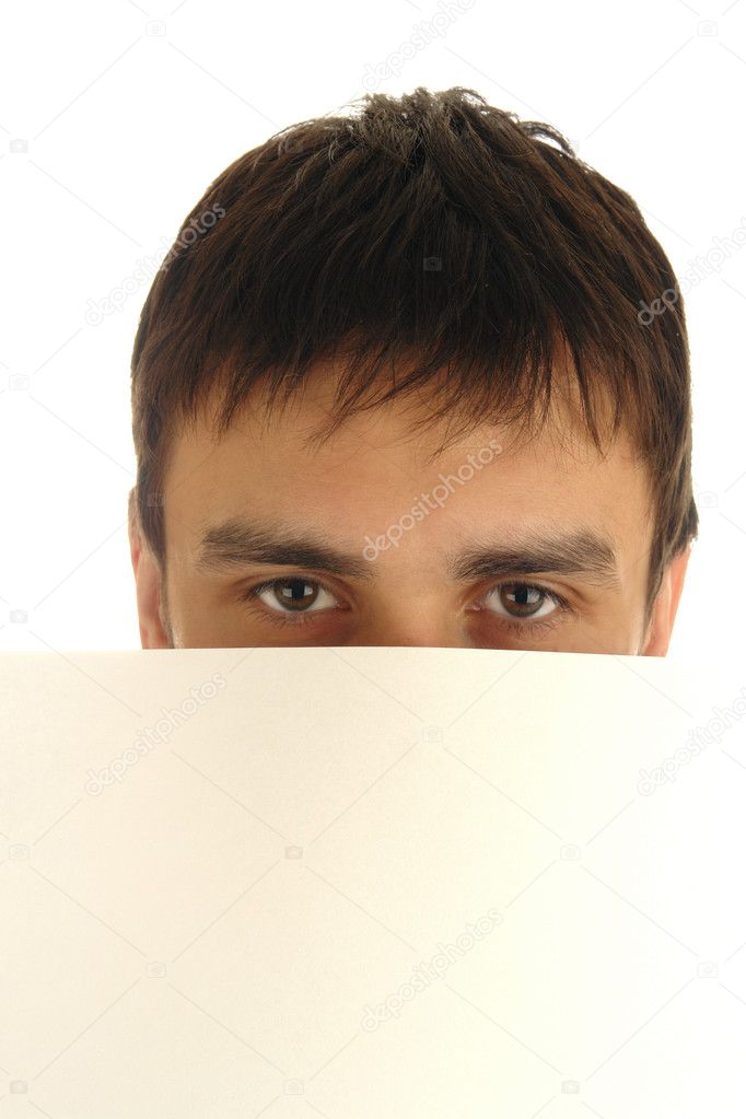 Man eyes with empty screen
