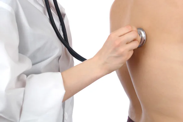 stock image Doctor listening with stetoscope