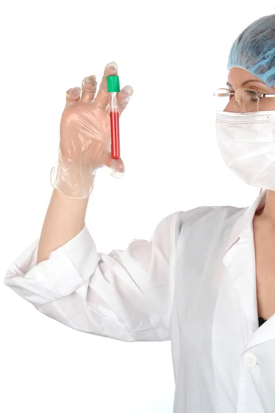 Ritratto medico di laboratorio su un bianco — Foto Stock
