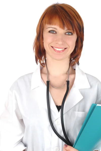 Usmívající se lékař s stetoskop — Stock fotografie