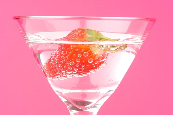 Strawberry in martini glass — Stock Photo, Image