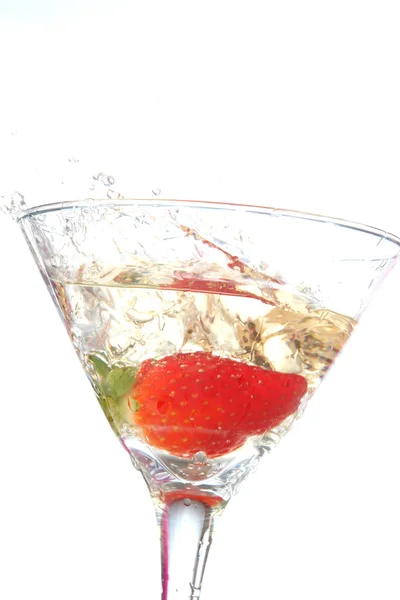 Strawberry splash on a white — Stock Photo, Image