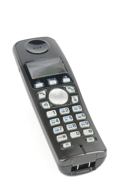 Telefon czarny na białym tle — Zdjęcie stockowe
