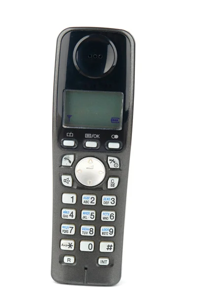Telefon czarny na białym tle — Zdjęcie stockowe