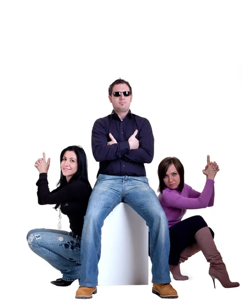 Gangster with girls — Stock Photo, Image