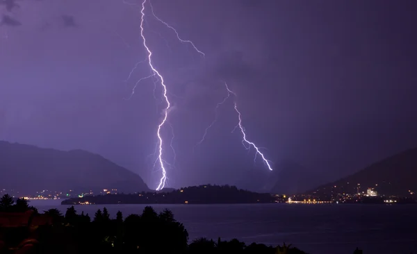 stock image Lightning over the lake