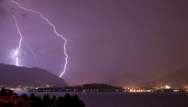 stock image Lightning over the lake