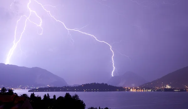 stock image Lightning over the lake